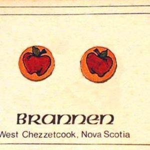 EARRINGS, LEATHER, HANDPAINTED APPLES BY BRANNEN NOVA SCOTIA CANADA, RED & GREEN